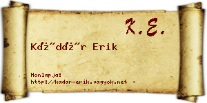 Kádár Erik névjegykártya